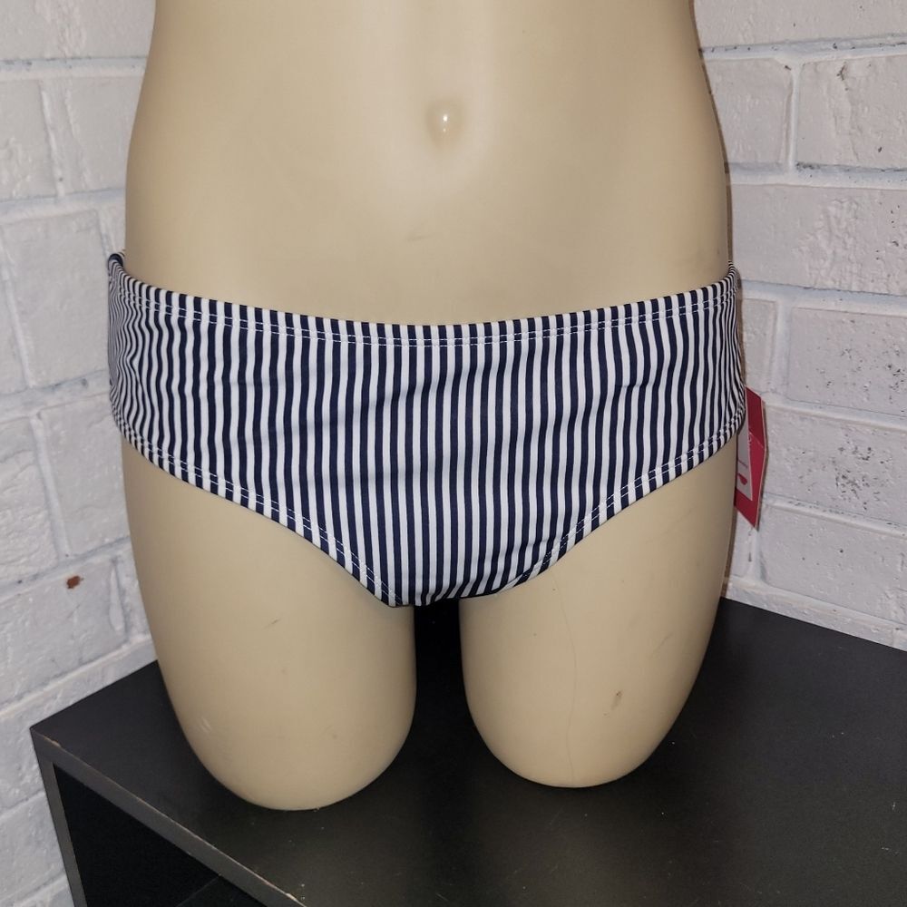 NWT Xhilaration Swim Bottoms - Navy/White Stripe - Size L (8-10)